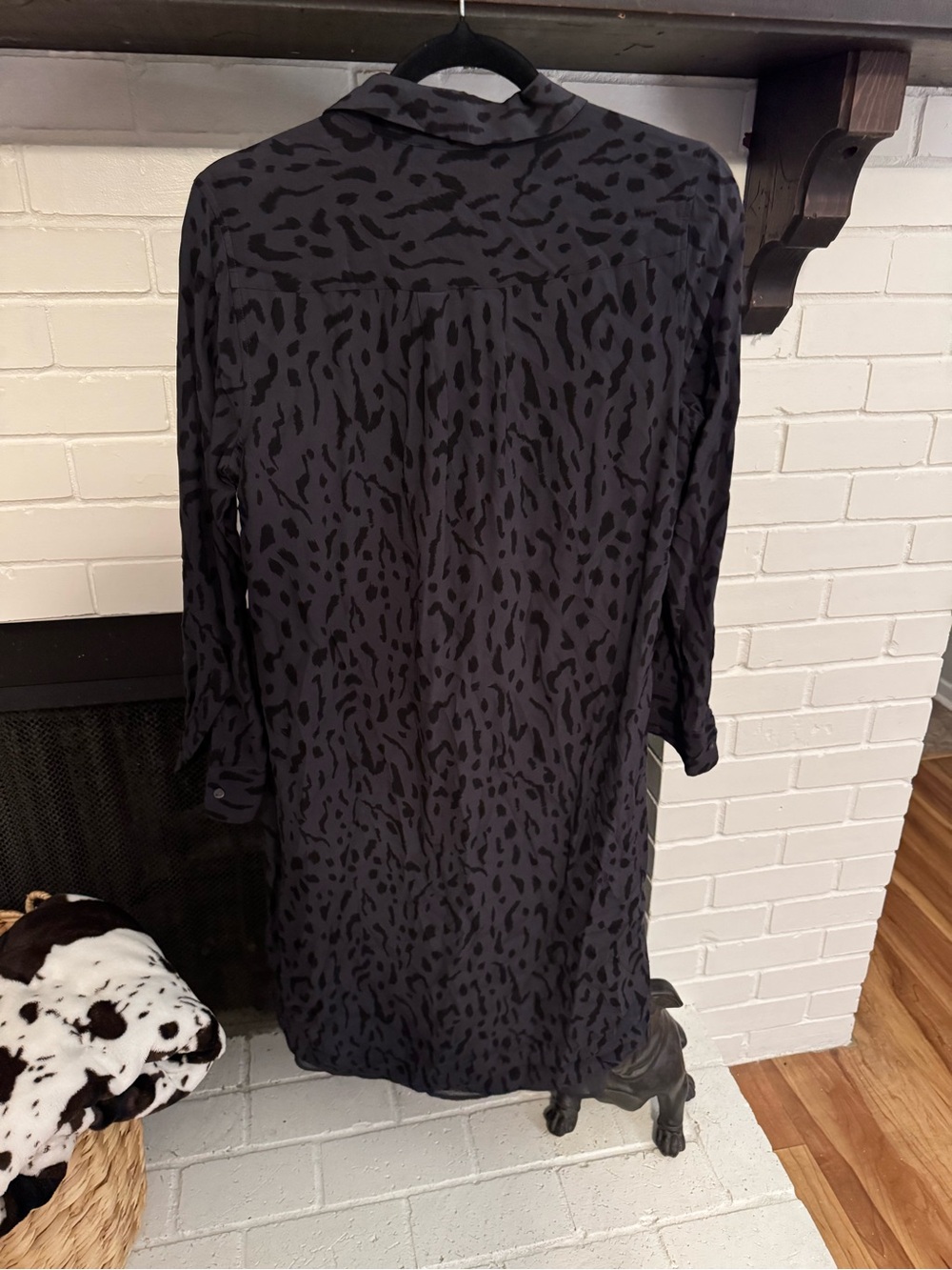 Black Animal Print Shirt Midi Dress - Picture 7 of 7